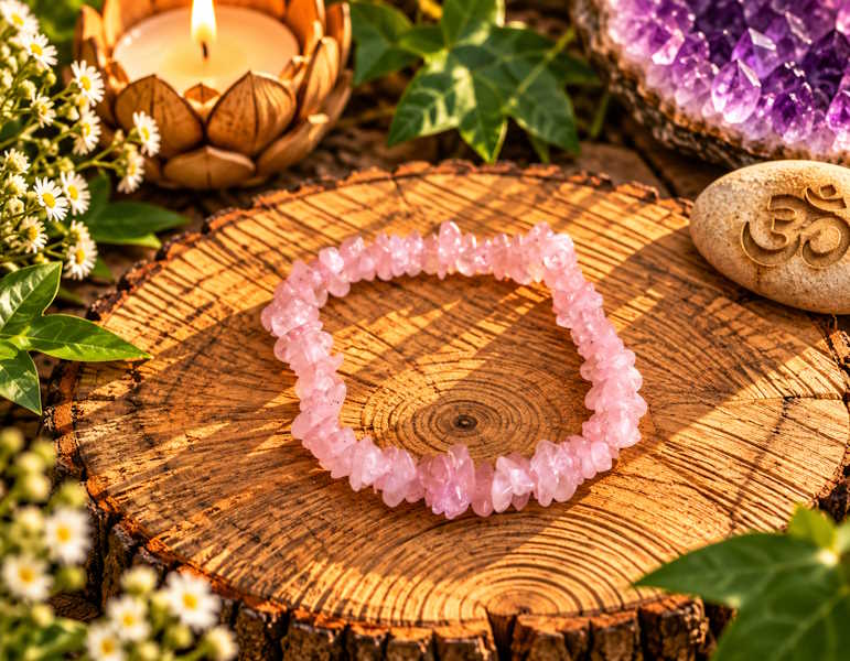 Pulsera Chip Cuarzo Rosa